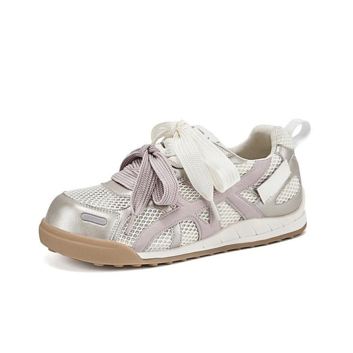 Women's Breathable Casual Sneakers with Trendy Mesh Upper and Playful Lacing Design EB