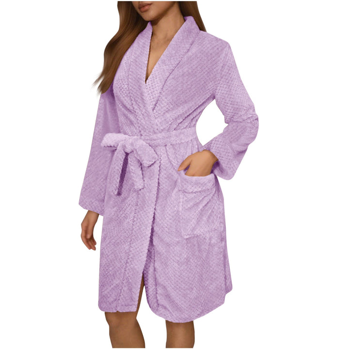 Women's Plush Belted Dressing Gown with Pockets