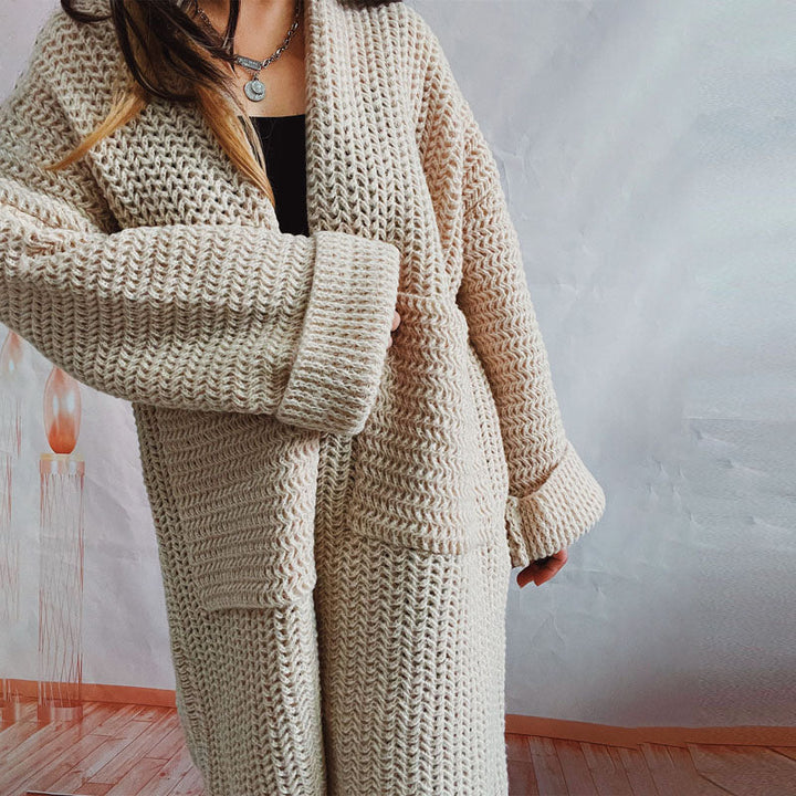 Casual Knitted Cardigan in Solid Color