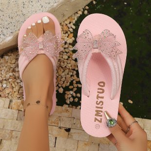 Ladies' Bath Sandals with Elegant Bow Design and Non-Slip Sole EB