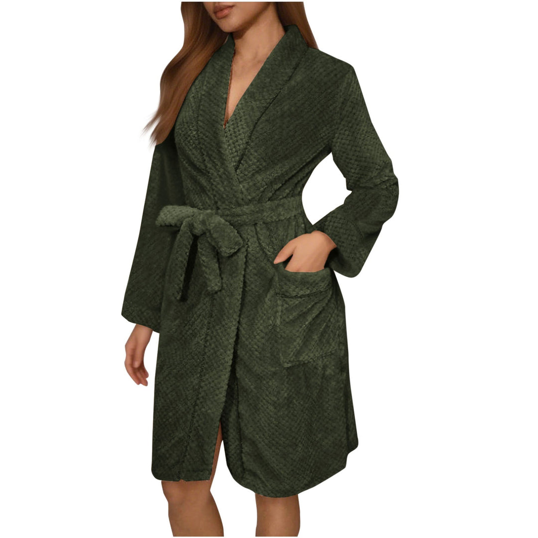 Women's Plush Belted Dressing Gown with Pockets