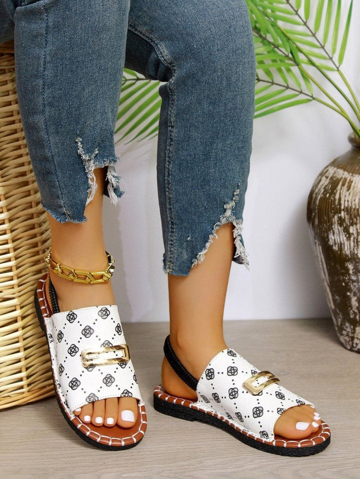 Flat sandals for women with monogram print in casual style - Amelia