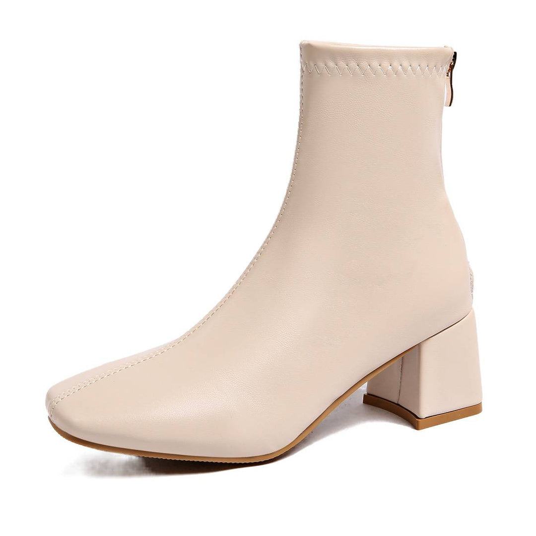 Women's Ankle Boots with Block Heels and Comfortable Lining