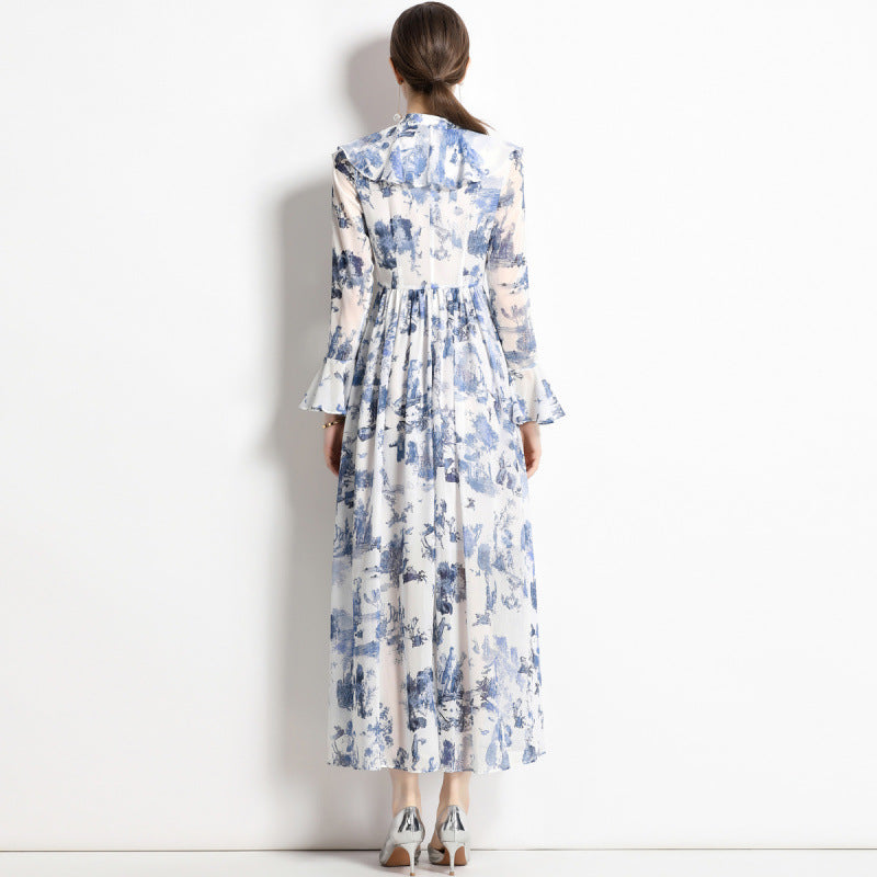 Gabby Elegant Ink Print Dress - Elena Harper