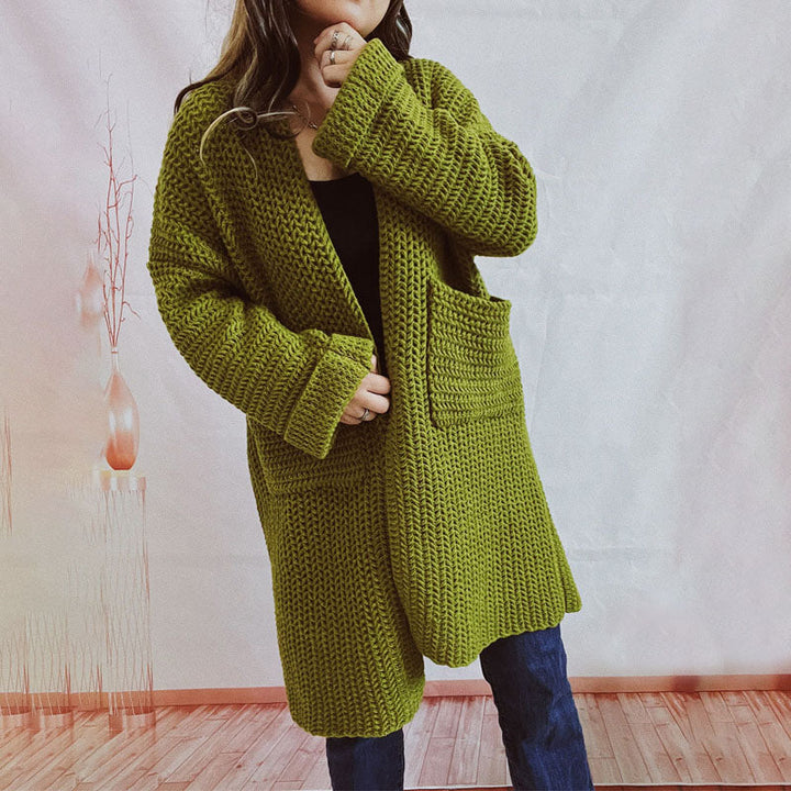 Casual Knitted Cardigan in Solid Color