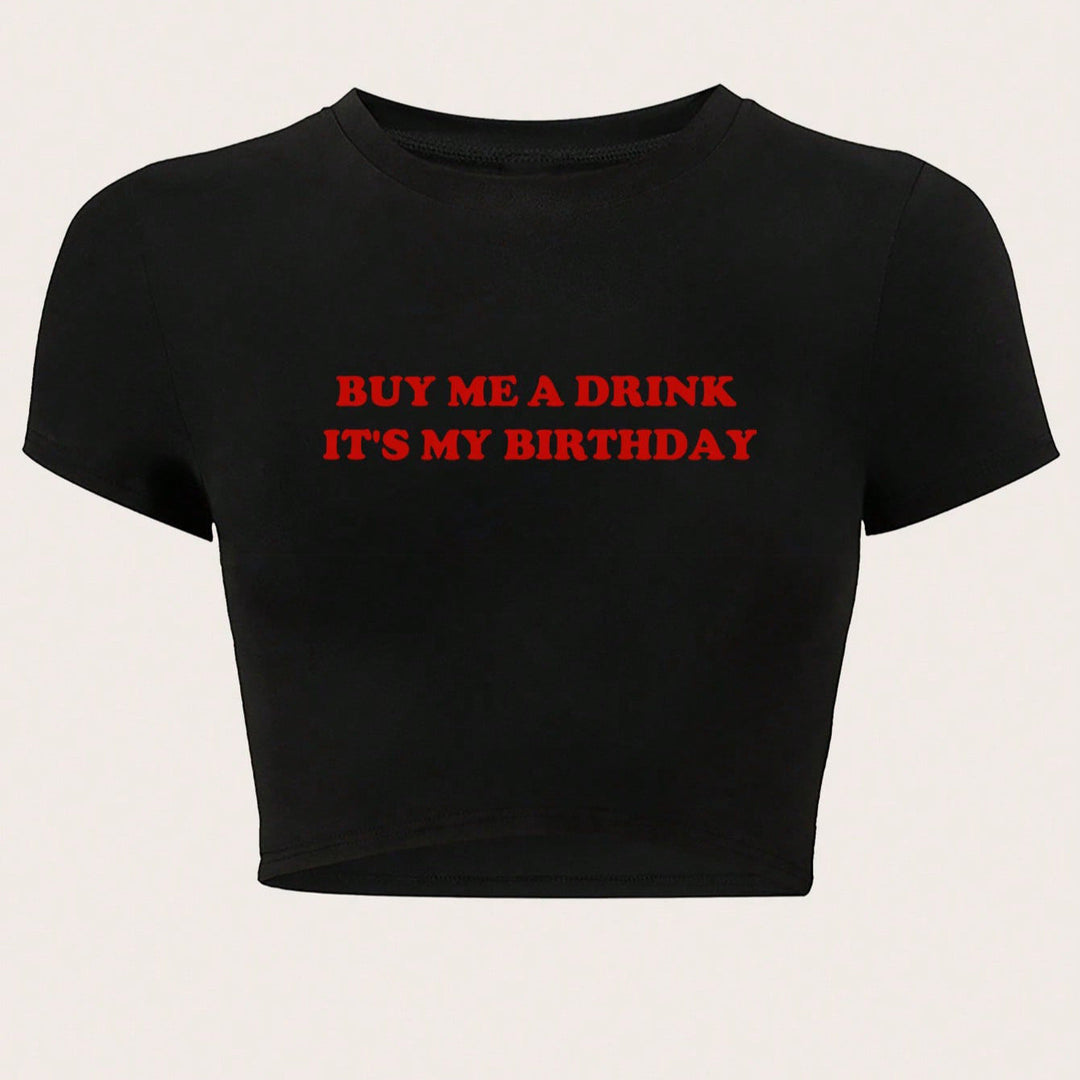 Women's Crop Top with Humorous Statement Print Orélia - Elena Harper
