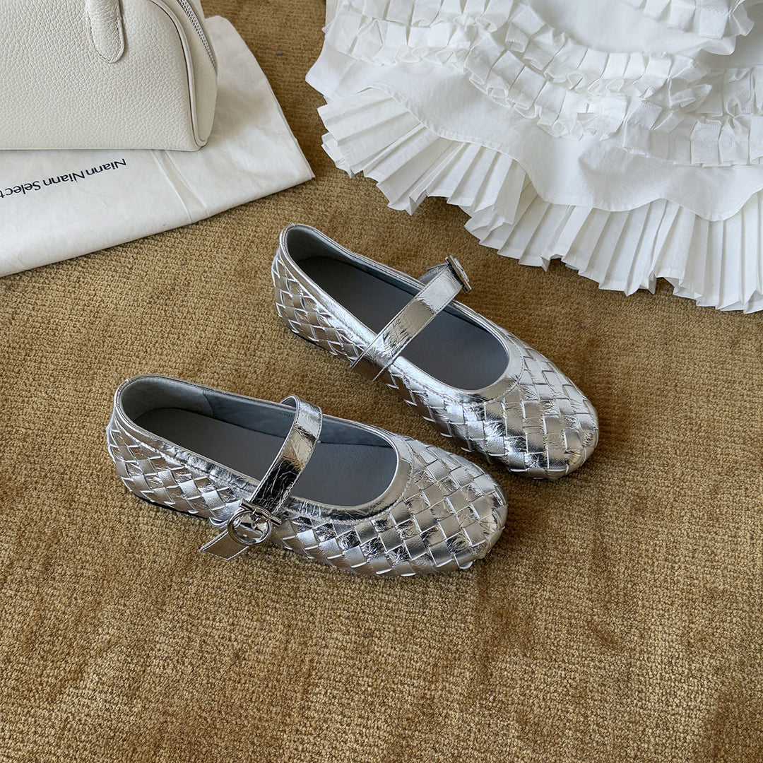 Ladies' Ballerinas with Fashionable Braided Design and Decorative Strap EB