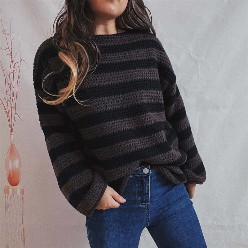 Casual Striped Knit Pullover