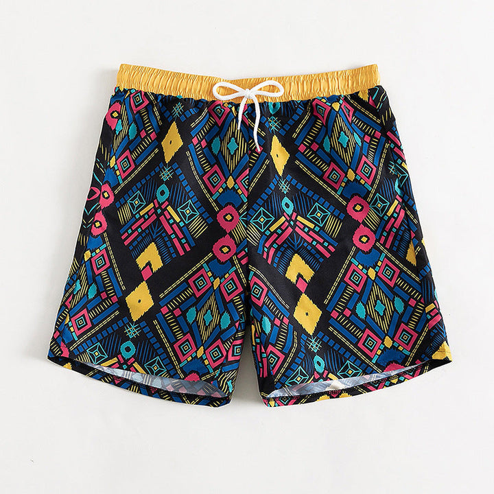 Women's Swim Shorts with Colorful Geometric Pattern EB