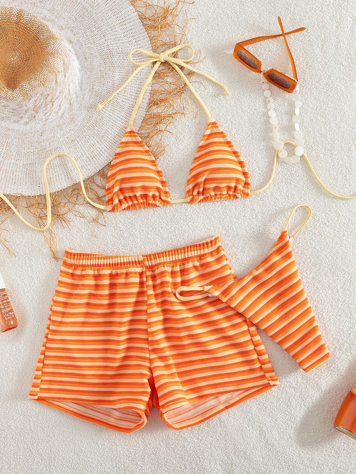 Women's Bikini Set with Fashionable Stripe Pattern and Comfortable Shorts Maréssa, view 6 - Elena Harper