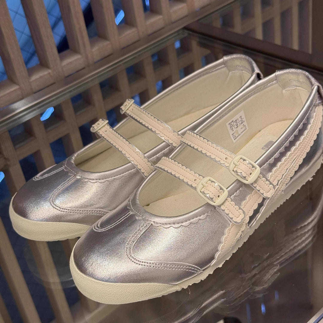 Ladies' Ballerinas with Playful Strap Design and High-Quality Leather Surface EB