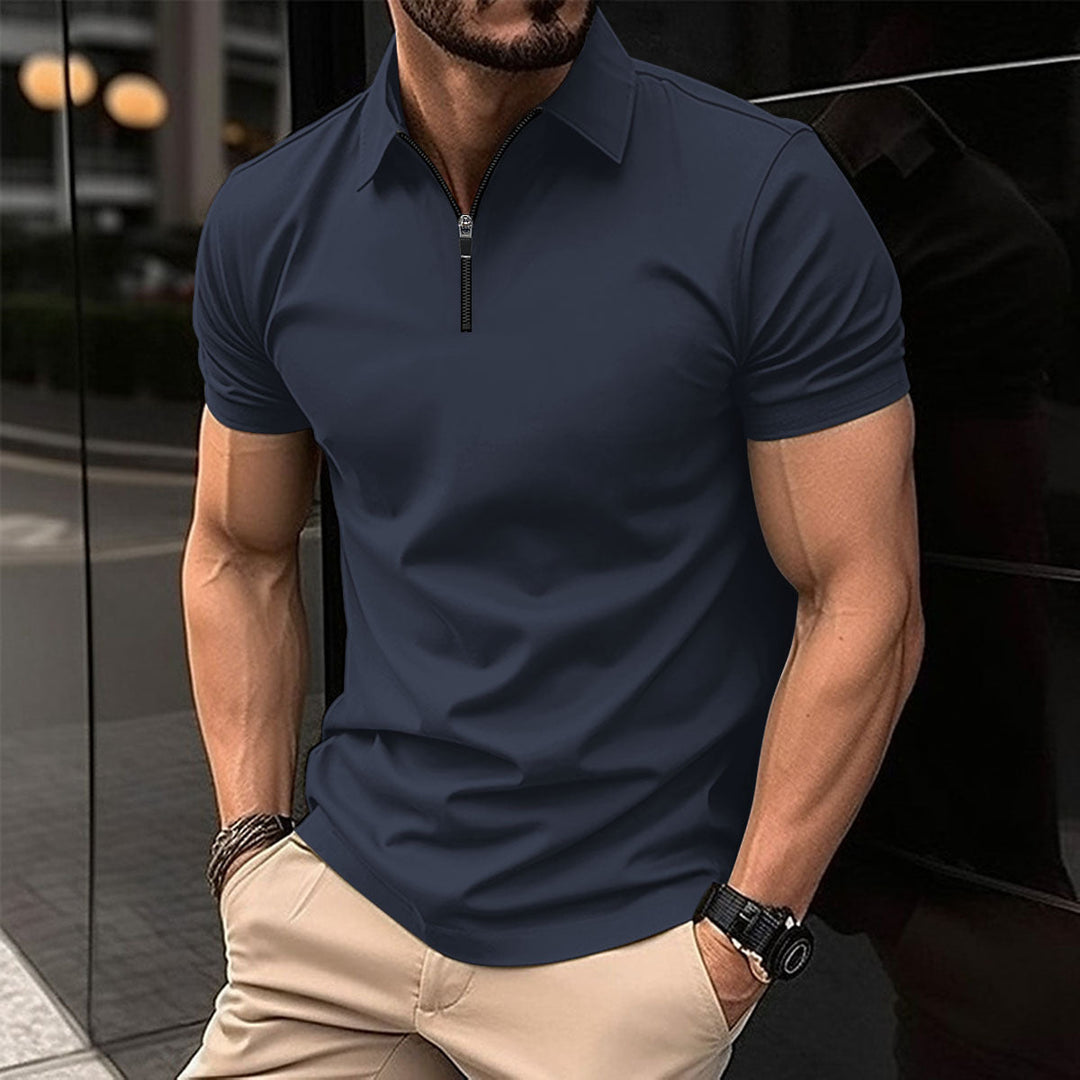 Men's Modern Performance Zip Polo Shirt - Effortless Style & Comfort