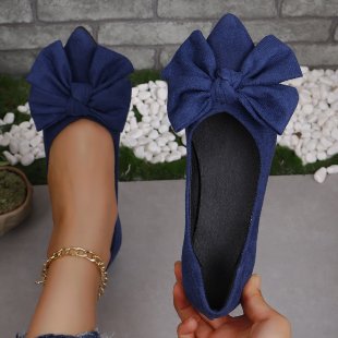 Women's Ballerinas with Decorative Bow Design and Pointed Toe EB