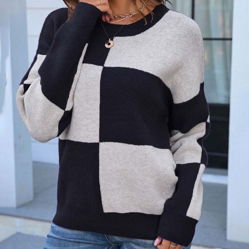 Casual Checkered Pullover