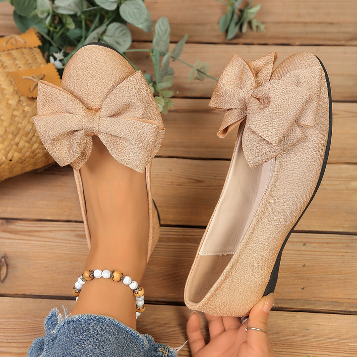 Ladies' Ballerinas with XL Bow Application and Shiny Surface Structure EB