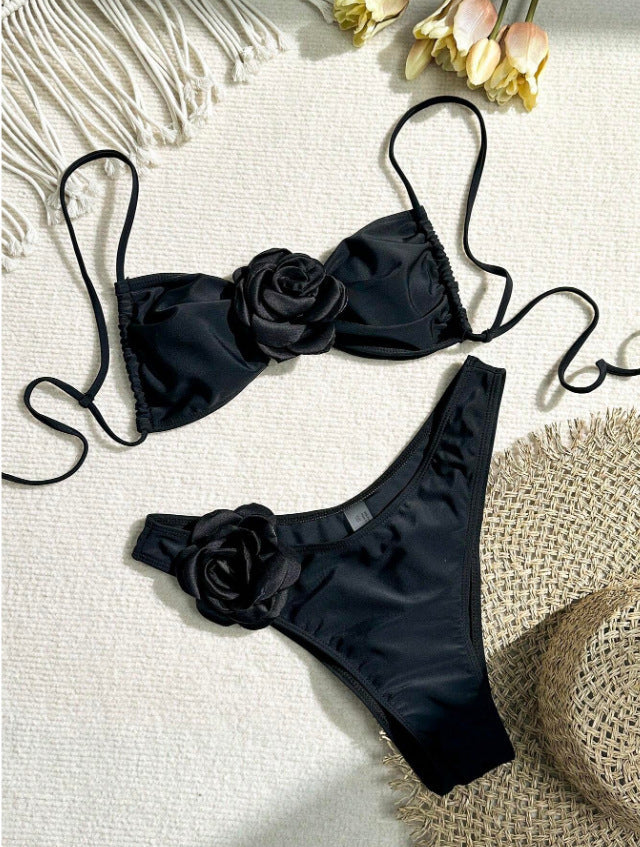 Women's Bandeau Bikini with Floral Details EB
