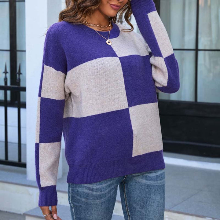 Casual Checkered Pullover