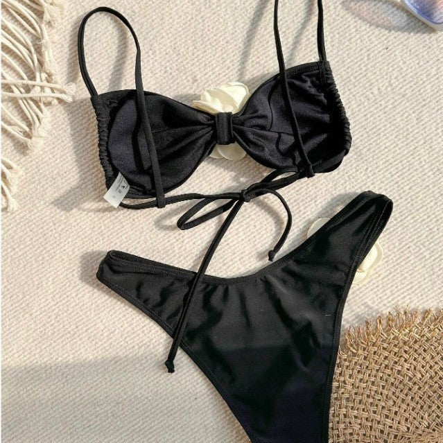 Women's Bandeau Bikini with Floral Details EB