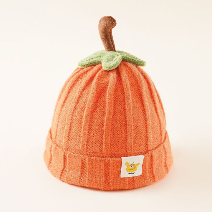 Women's Baby Hat in Pumpkin Look with Leaf and Stem