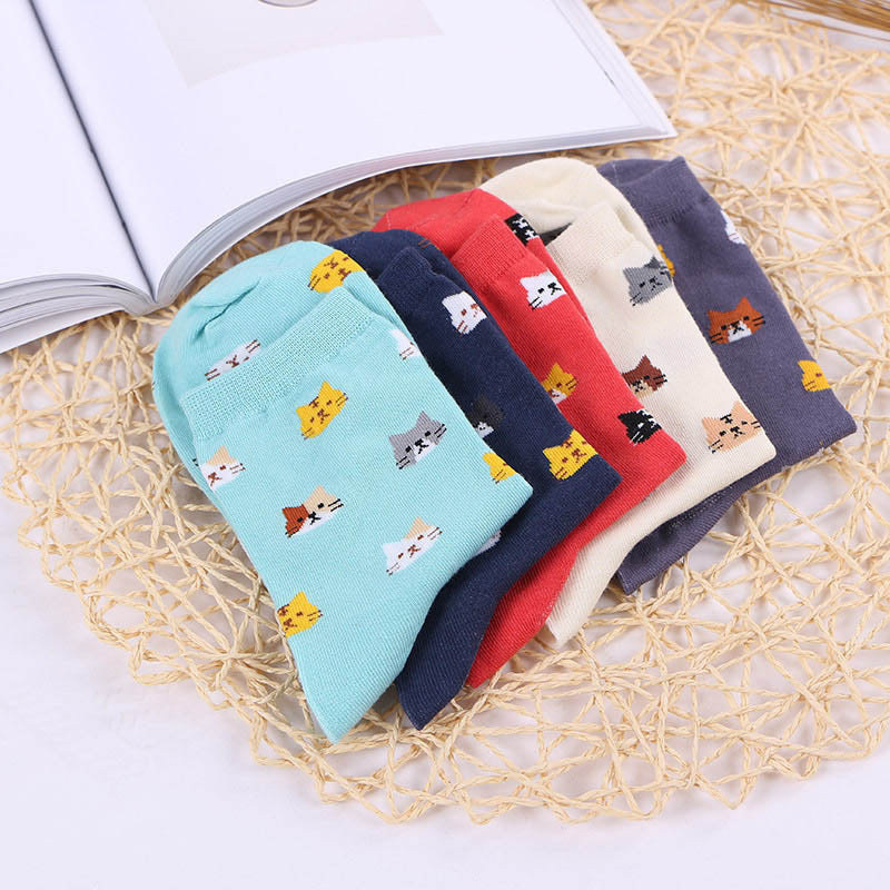 Casual Cat Print Socks