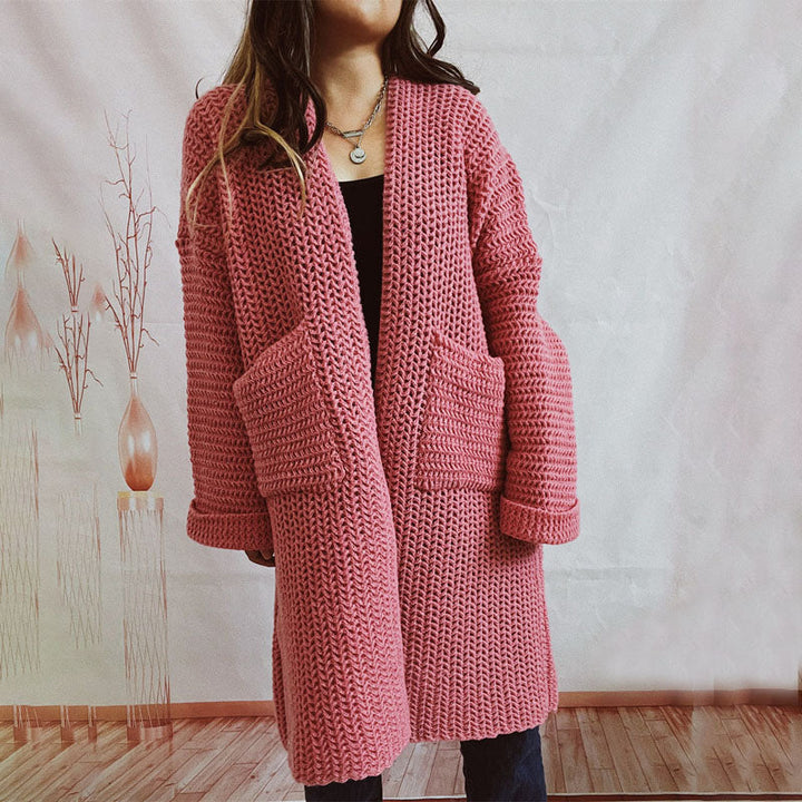 Casual Knitted Cardigan in Solid Color