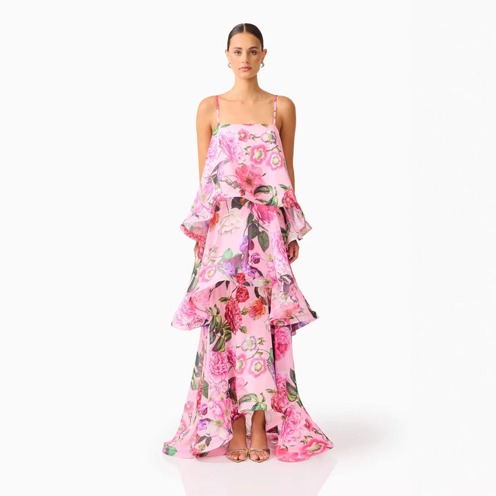 Women's Elegant Ruffle Detail Maxi Dress