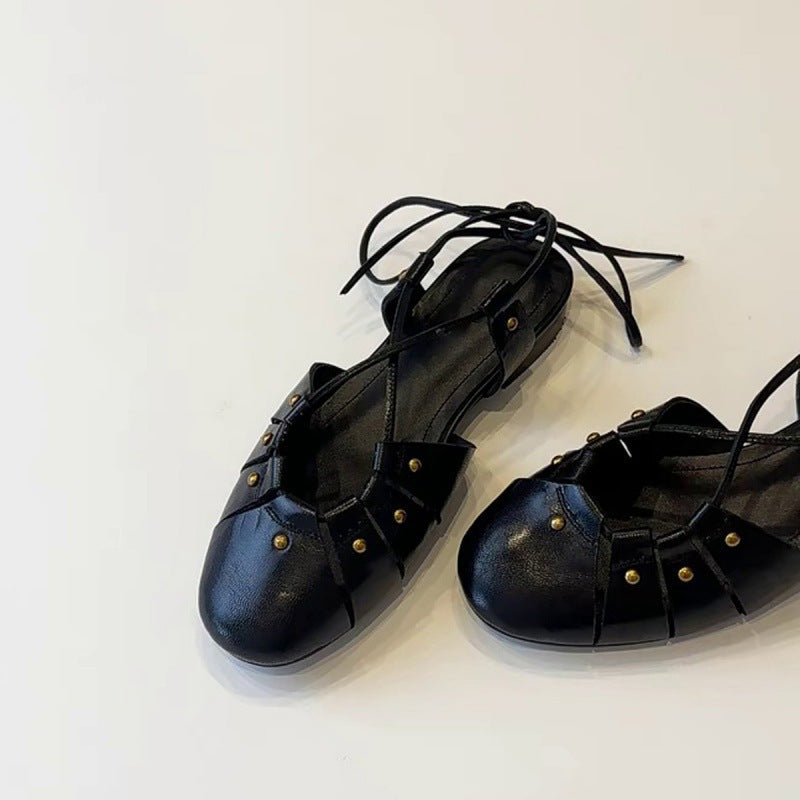 Ladies' Ballerinas with Playful Lacing Design and Decorative Studs EB