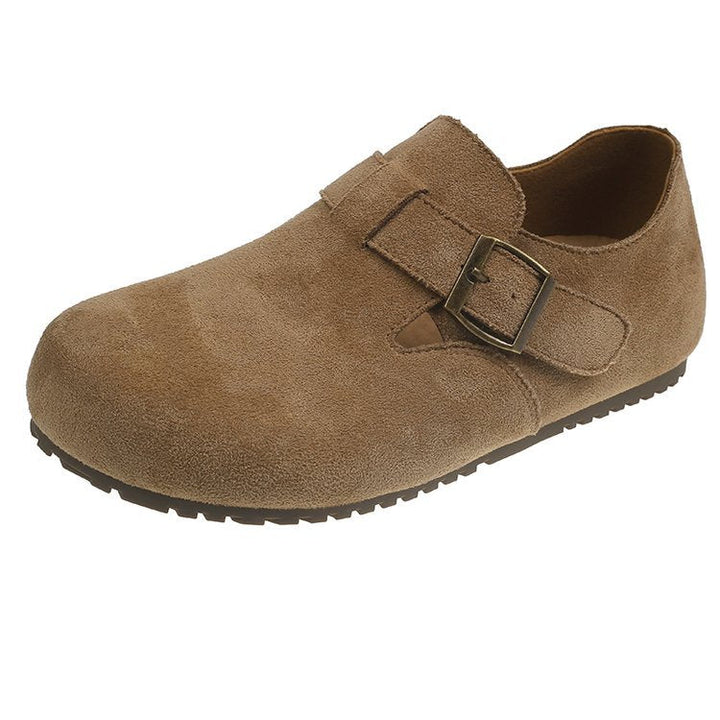 Women's Comfortable Moccasins with Decorative Buckle and High-Quality Surface Structure EB