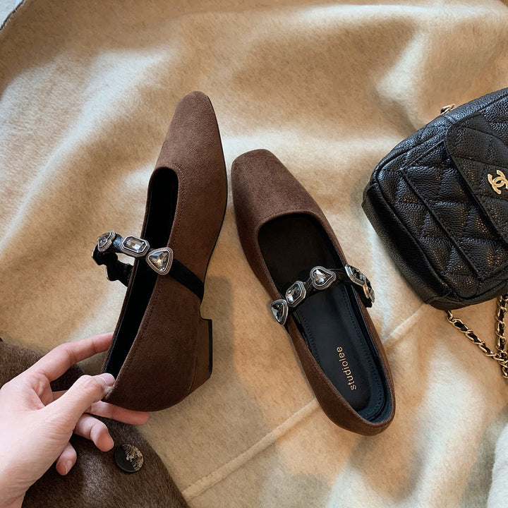 Women's Ballerinas with Fashionable Leopard Design and Elegant Buckle Application EB