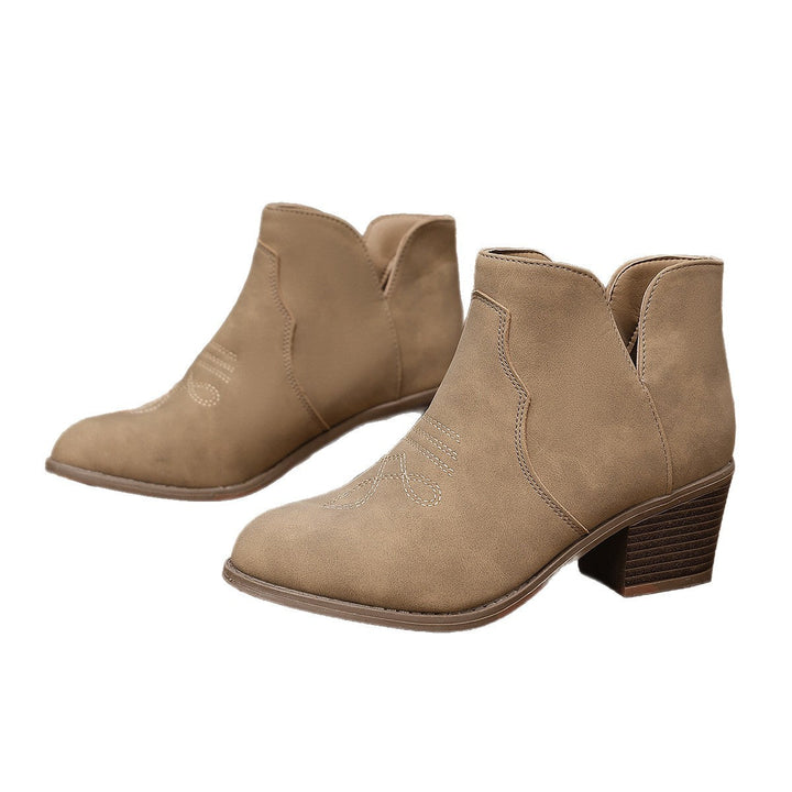 Women's Ankle Boots with Block Heel and Comfortable Fit