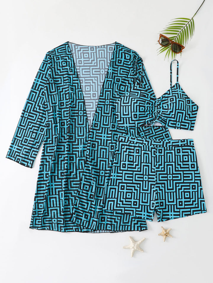 Women's Swimwear Set with Stylish Kimono and Shorts EB