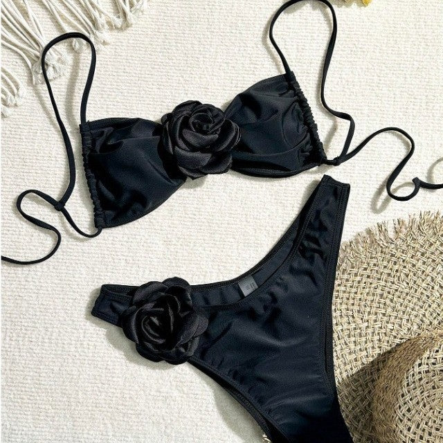 Women's Bandeau Bikini with Floral Details EB