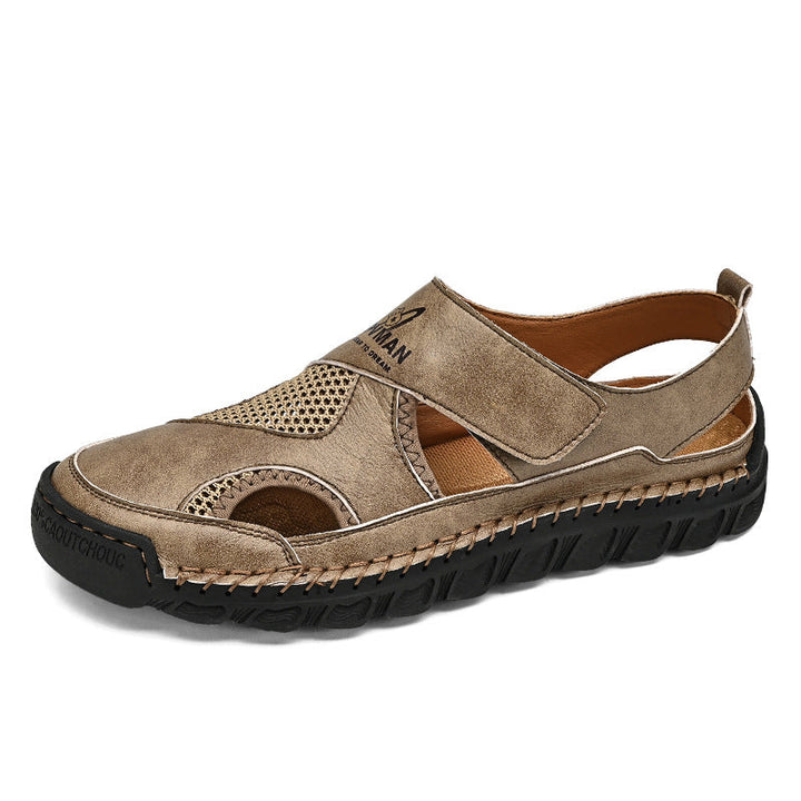 Women's Breathable Leather Sandals with Adjustable Velcro EB