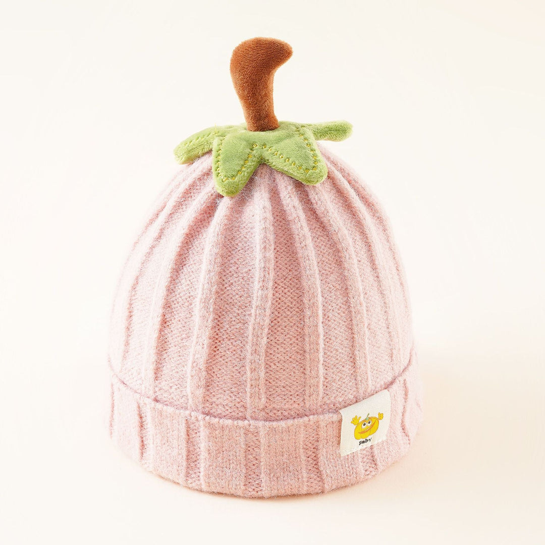 Women's Baby Hat in Pumpkin Look with Leaf and Stem