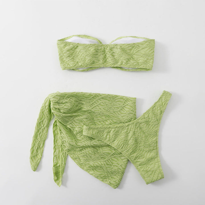 Women's Bandeau Bikini Top with Sophisticated Ring Closure and Ruffle Details EB