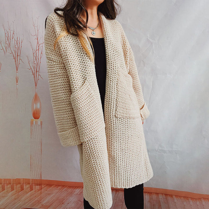 Casual Knitted Cardigan in Solid Color