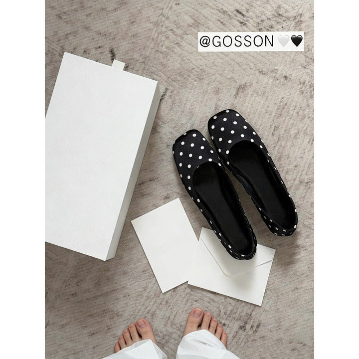 Women's Ballerinas with Square Toe Shape and Glossy Surface EB