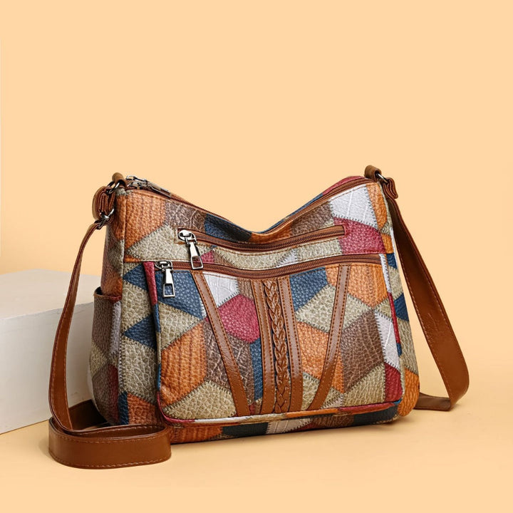 Multicolor Retro Geometric Print Crossbody Bag for Women - Mirella