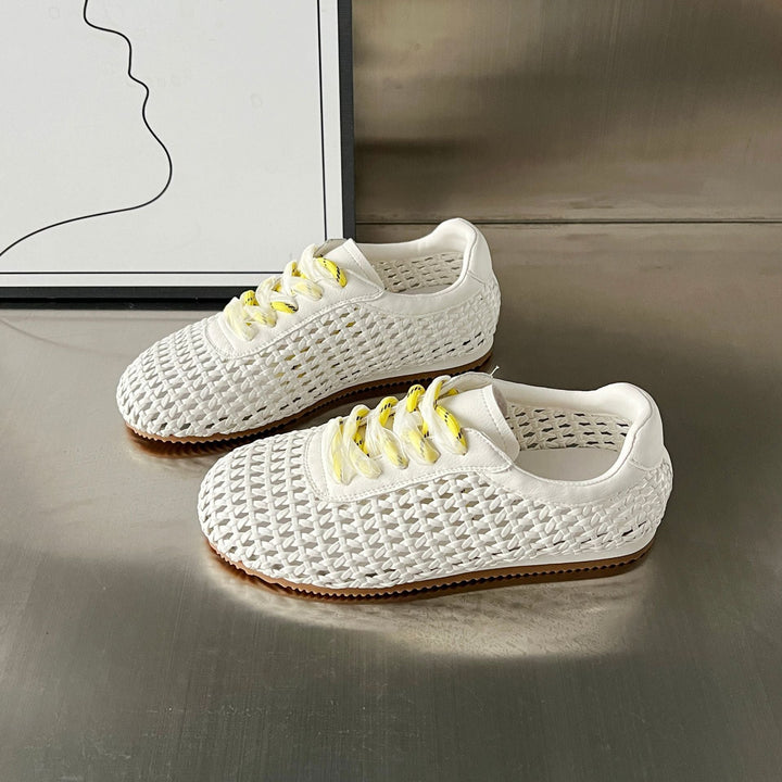 Women's Breathable Lace-Up Sneakers with Fashionable Mesh Design EB