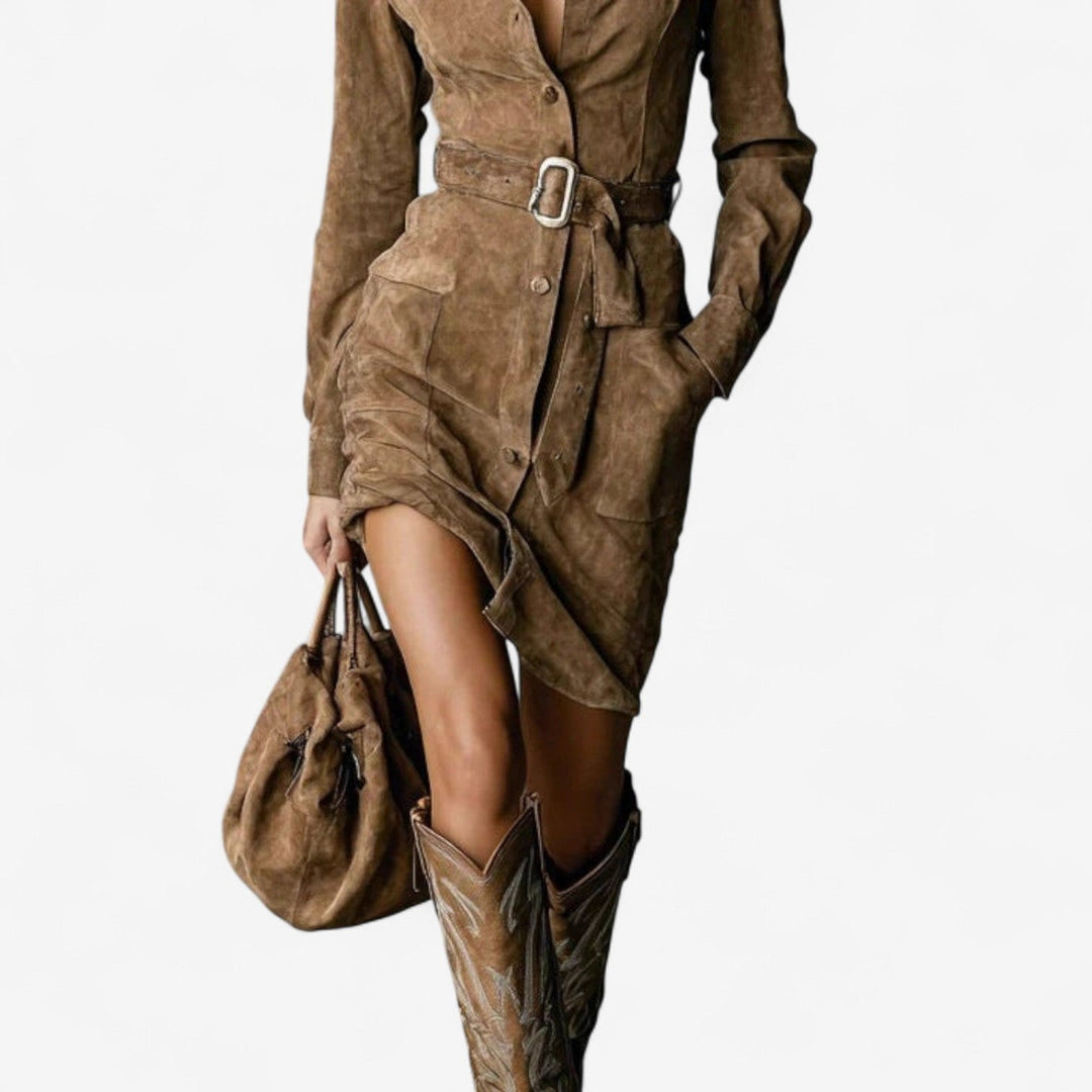 Betty Camel Color Dress - Elena Harper