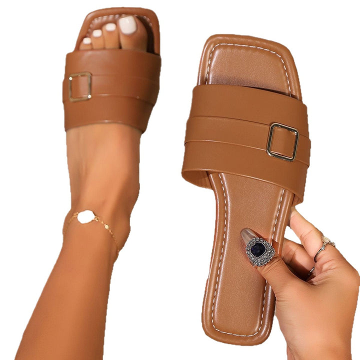 Ladies Comfortable Strap Sandals with Fashionable Buckle Detail EB