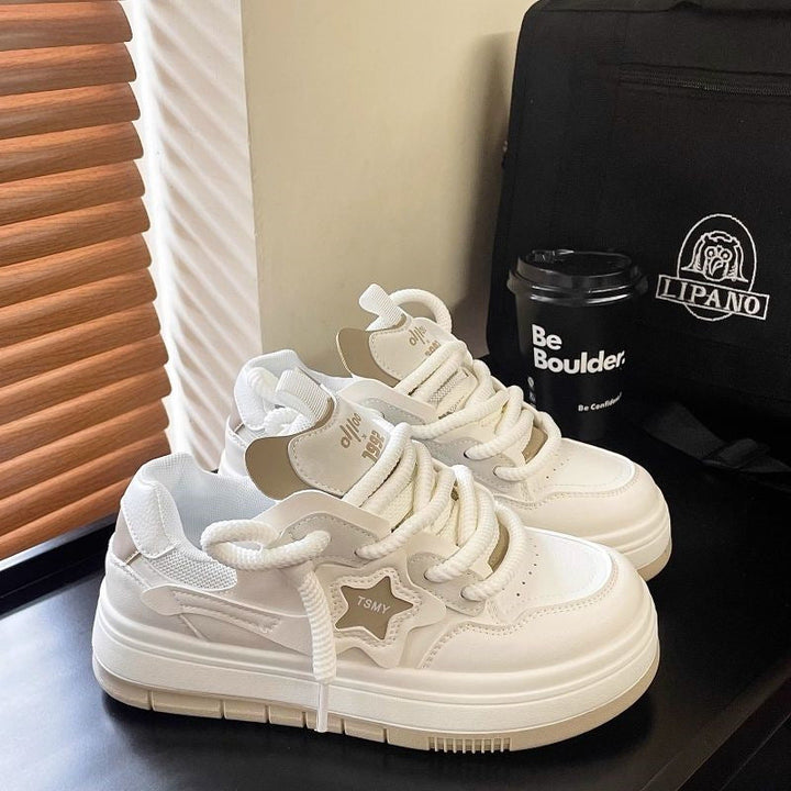 Women's Chunky Platform Sneakers with Star Application, Padded Collar, and Breathable Upper – Névara