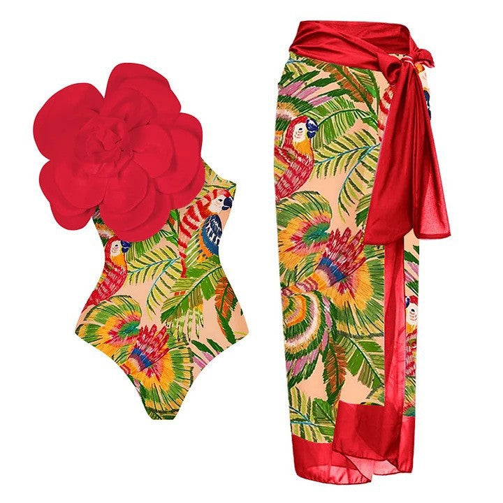Women's One-Sided Swimsuit with 3D Floral Application Maréssa, view 5 - Elena Harper