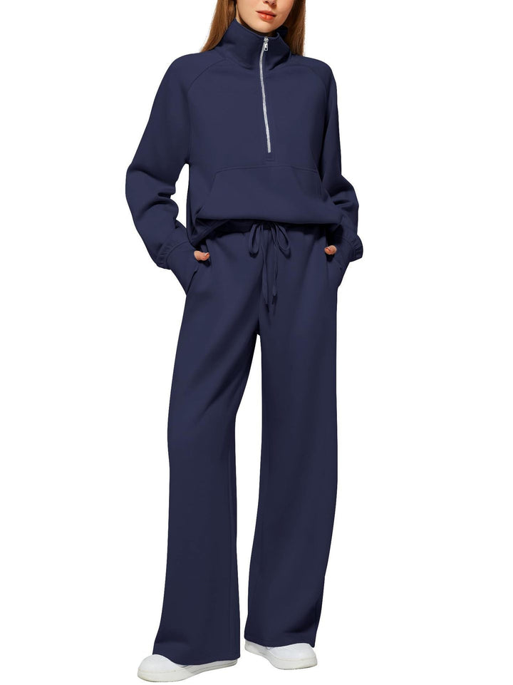 Women's Comfortable Sports Suit with Zipper and Loose Fit EB