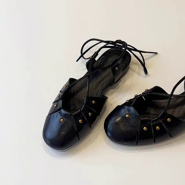 Ladies' Ballerinas with Playful Lacing Design and Decorative Studs EB