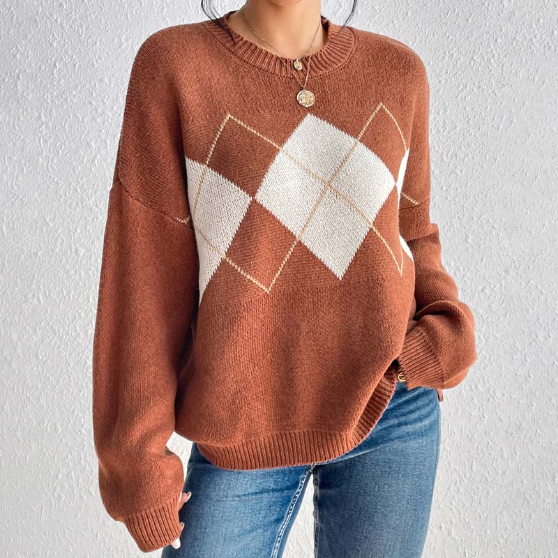 Casual Geometric Knit Pullover