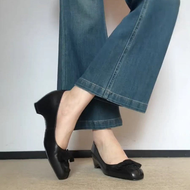 Women's Ballerinas with Decorative Bow Appliqué and Elegant Heel EB, view 2 - Elena Harper