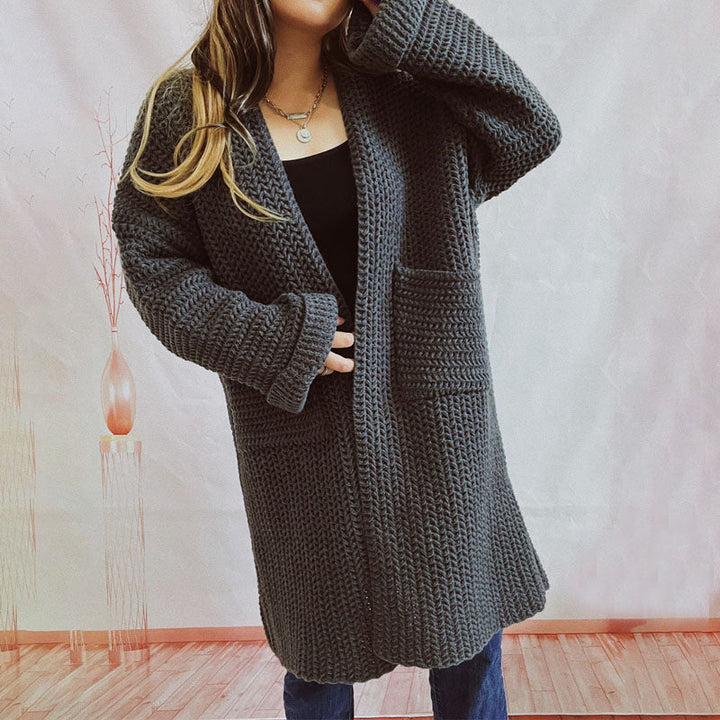Casual Knitted Cardigan in Solid Color