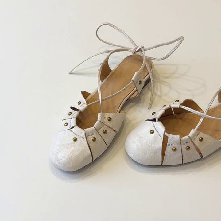 Ladies' Ballerinas with Playful Lacing Design and Decorative Studs EB