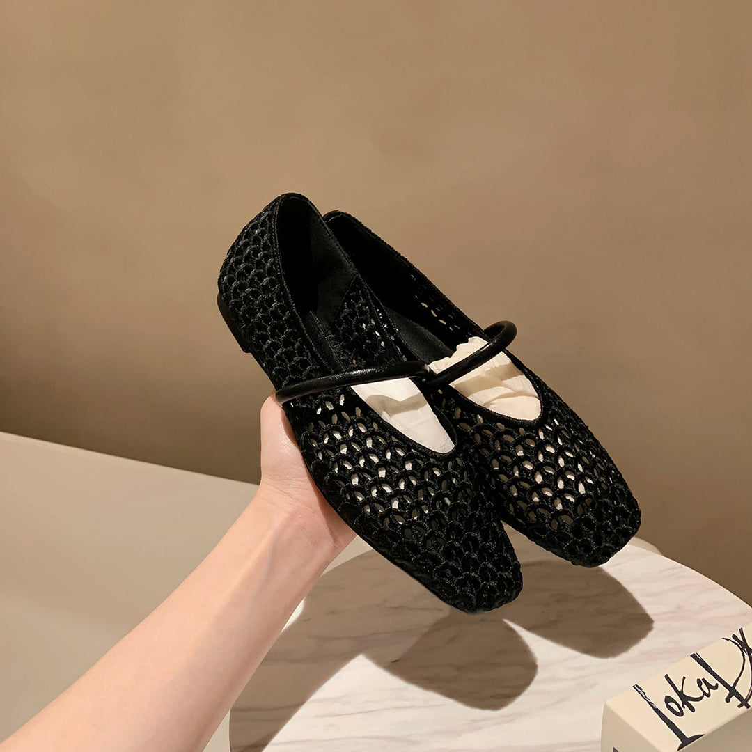 Ladies' Ballerinas with Textured Upper Material and Flexible Footbed EB